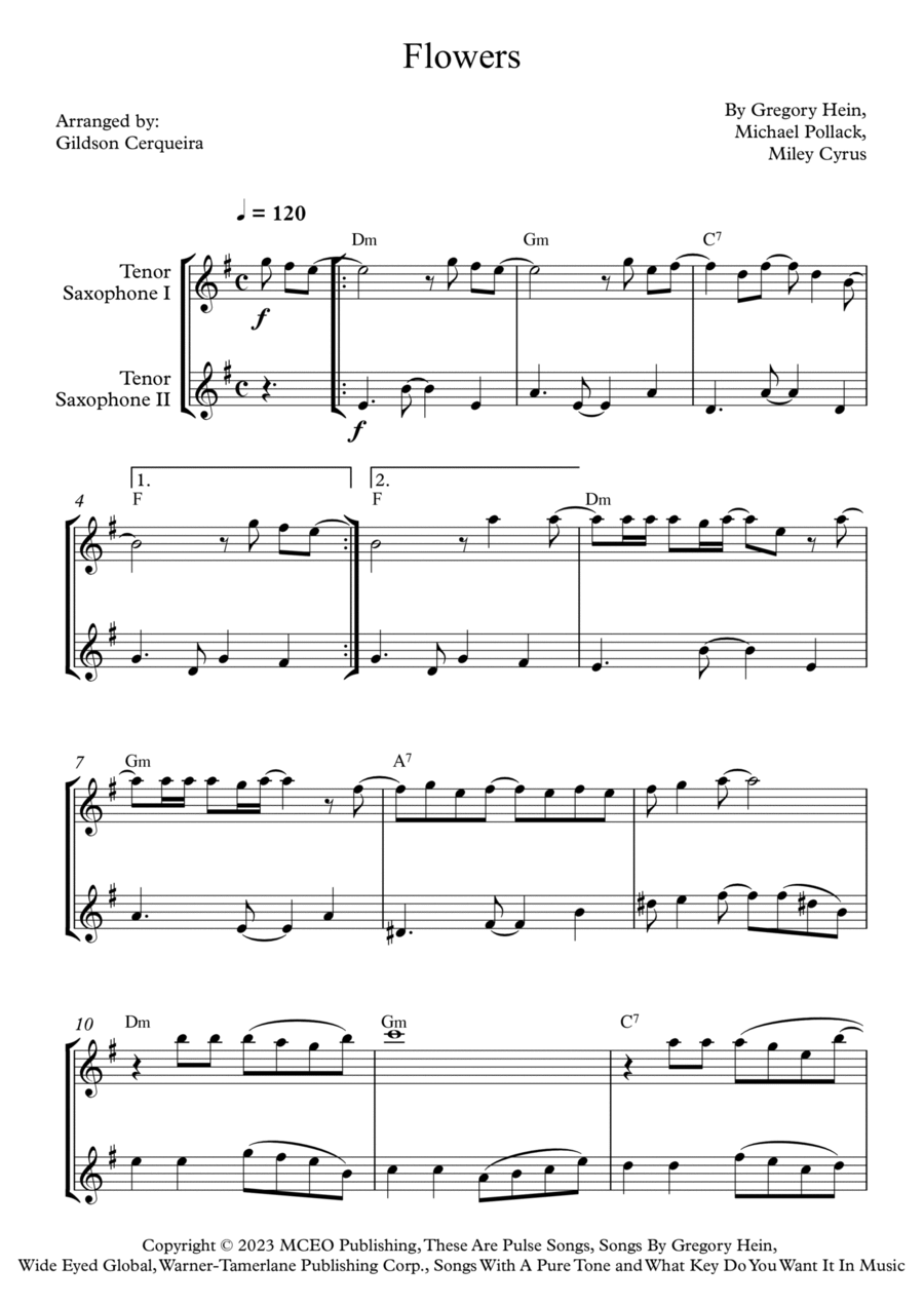 Flowers Woodwind Duet scores gallery preview page 1