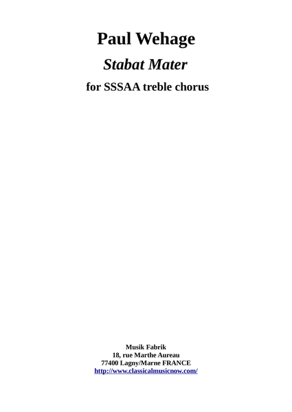 Stabat Mater for SSSAA treble chorus