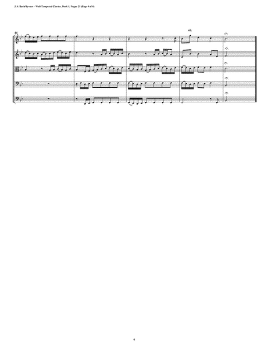 Fugue 21 from Well-Tempered Clavier, Book 1 (String Quintet) image number null