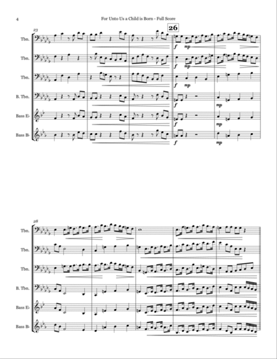 For Unto Us a Child is Born - Trombone Quartet Trombone Quartet scores gallery preview page 4