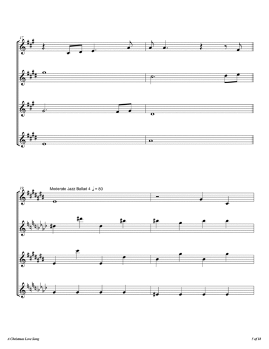 A Christmas Love Song Woodwind Quartet scores gallery preview page 6
