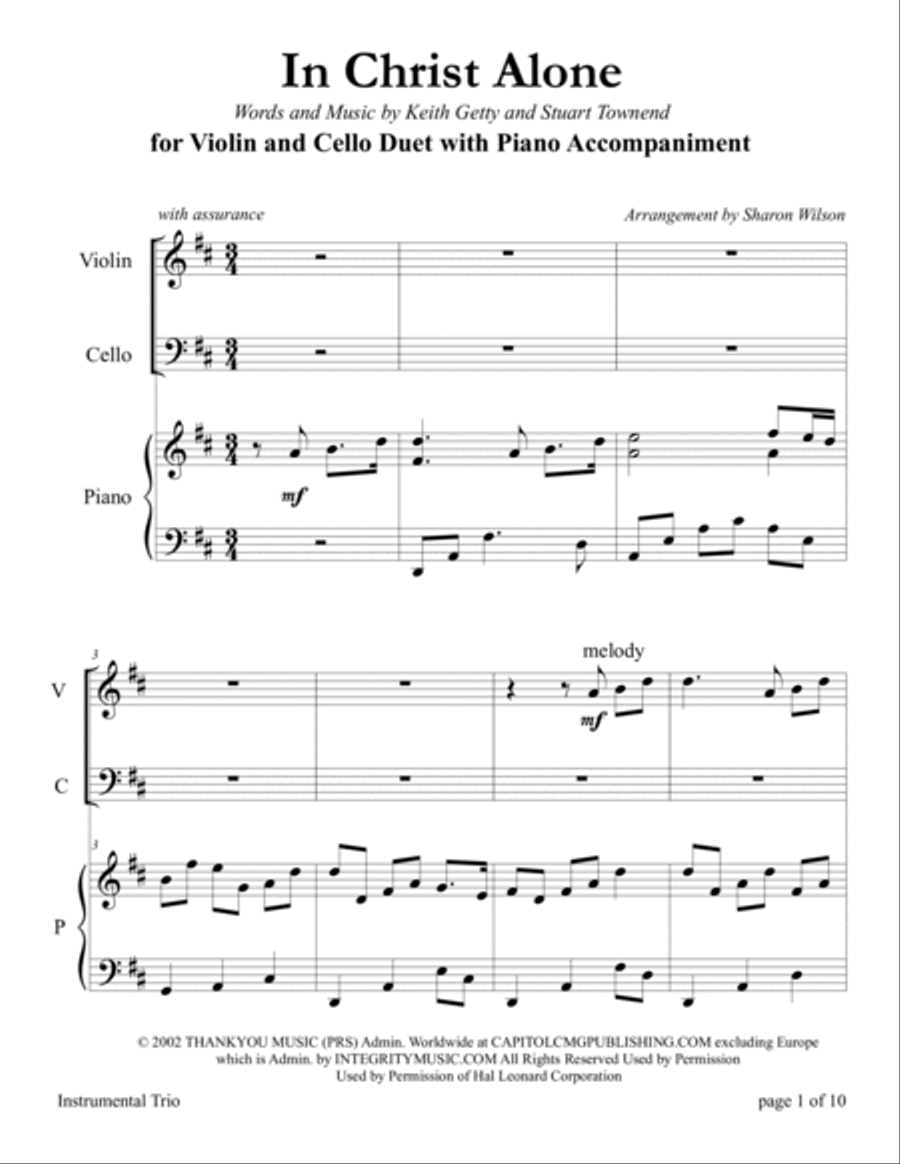 In Christ Alone Piano Trio scores gallery preview page 5