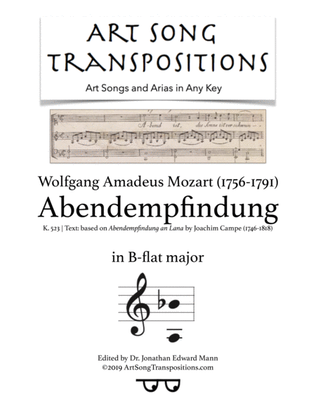 Book cover for MOZART: Abendempfindung, K. 523 (transposed to B-flat major)