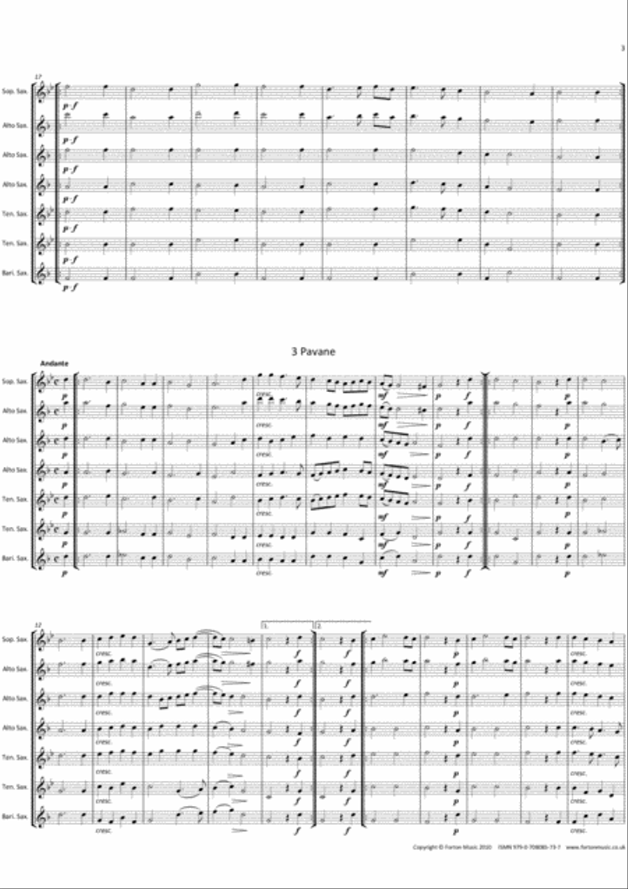 Renaissance Dances Saxophone Ensemble scores gallery preview page 3
