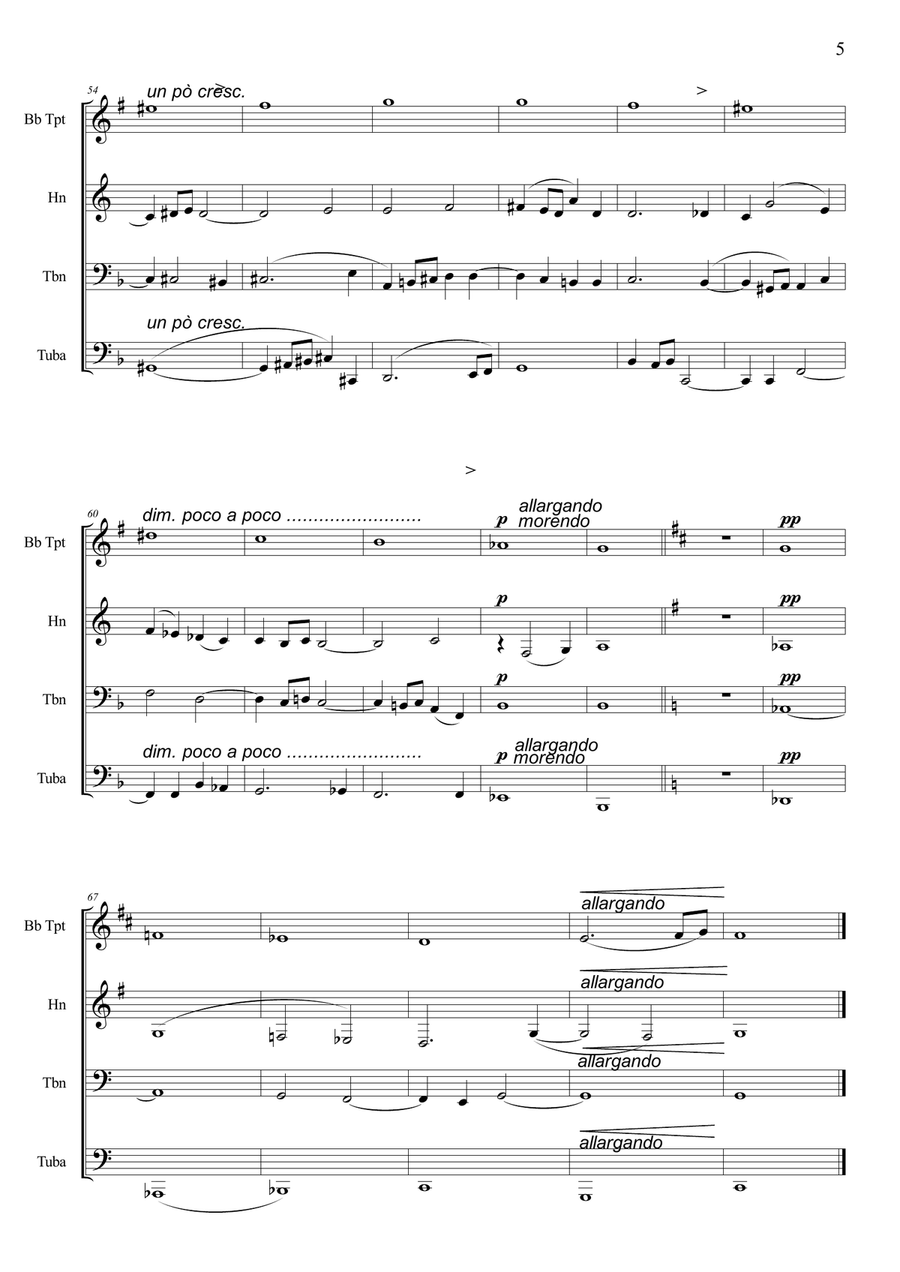 AVE MARIA - Scala enigmatica - G. Verdi - Arr. for Brass Quartet: Bb Tpt, Hn, Tbn, Tuba Brass Quartet scores gallery preview page 5