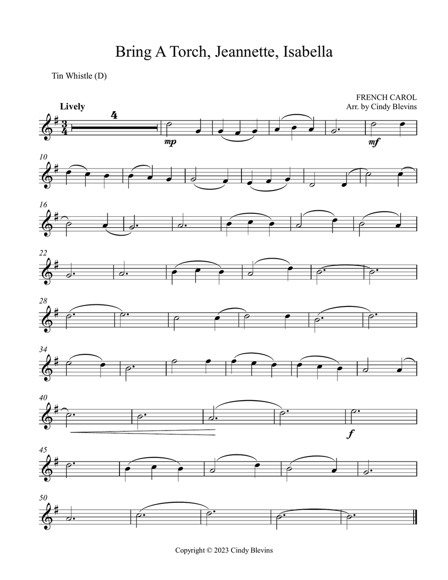 Bring A Torch, Jeannette, Isabella, Piano and Tin Whistle (D) Piano scores gallery preview page 6