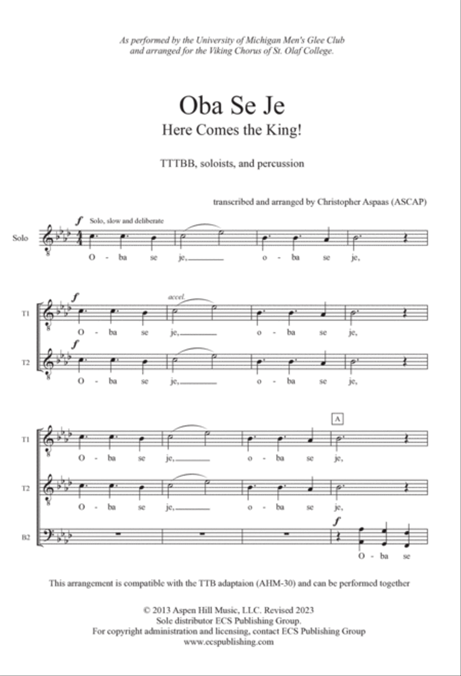 Oba Se Je A Cappella scores gallery preview page 2
