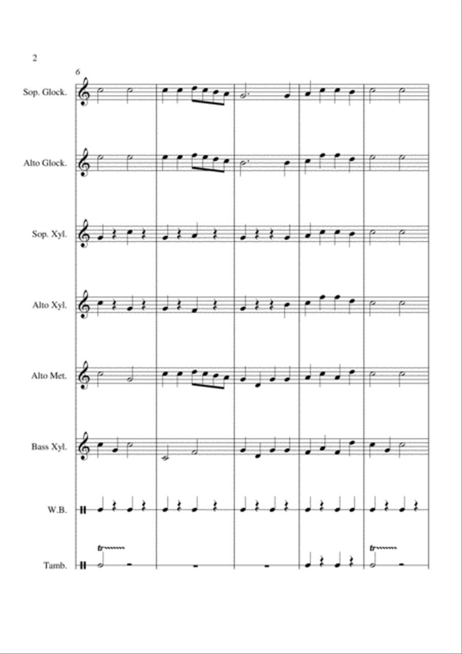Ding Dong Merrily On High - For Orff Ensemble Percussion Ensemble scores gallery preview page 2