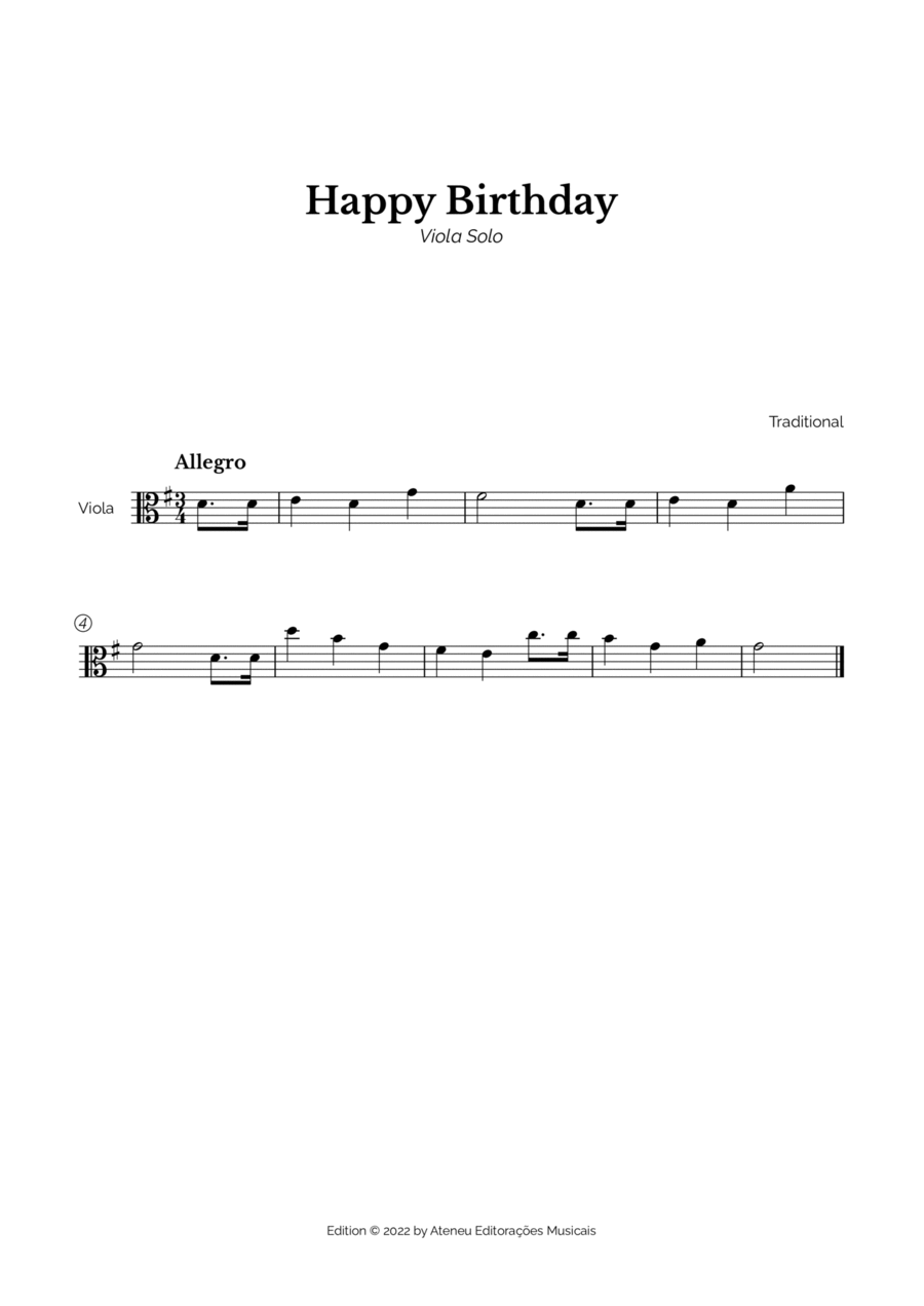 Happy Birthday for Easy Viola Happy Birthday for Easy Viola Viola Solo scores gallery preview page 1