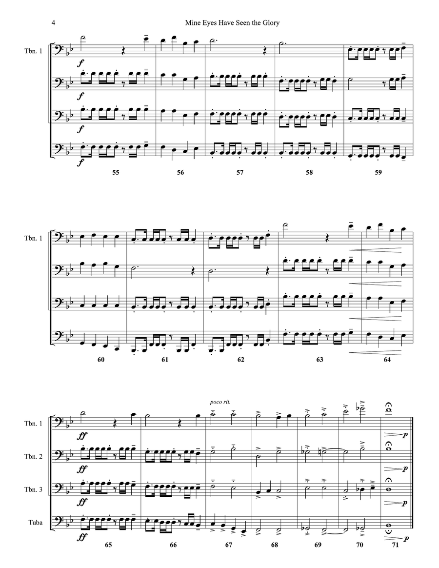 Mine Eyes Have Seen the Glory Brass Ensemble scores gallery preview page 4