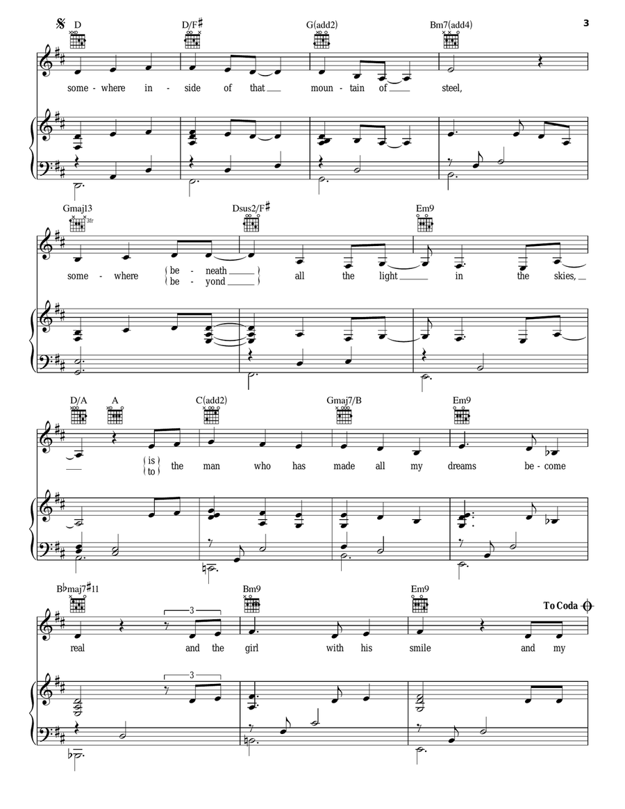 The Girl With His Smile And My Eyes Piano, Vocal, Guitar scores gallery preview page 3