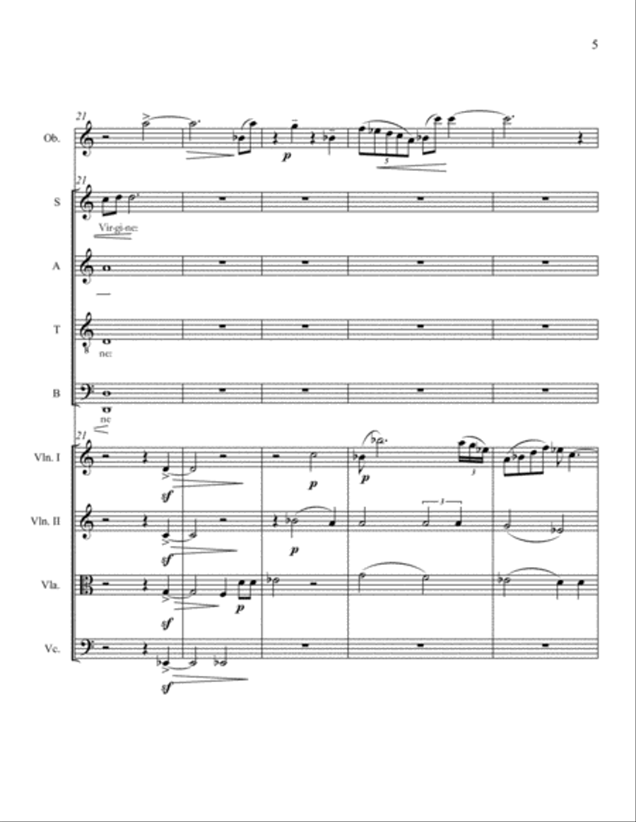 Ave Verum for SATB with String Quartet and Oboe 4-Part scores gallery preview page 5