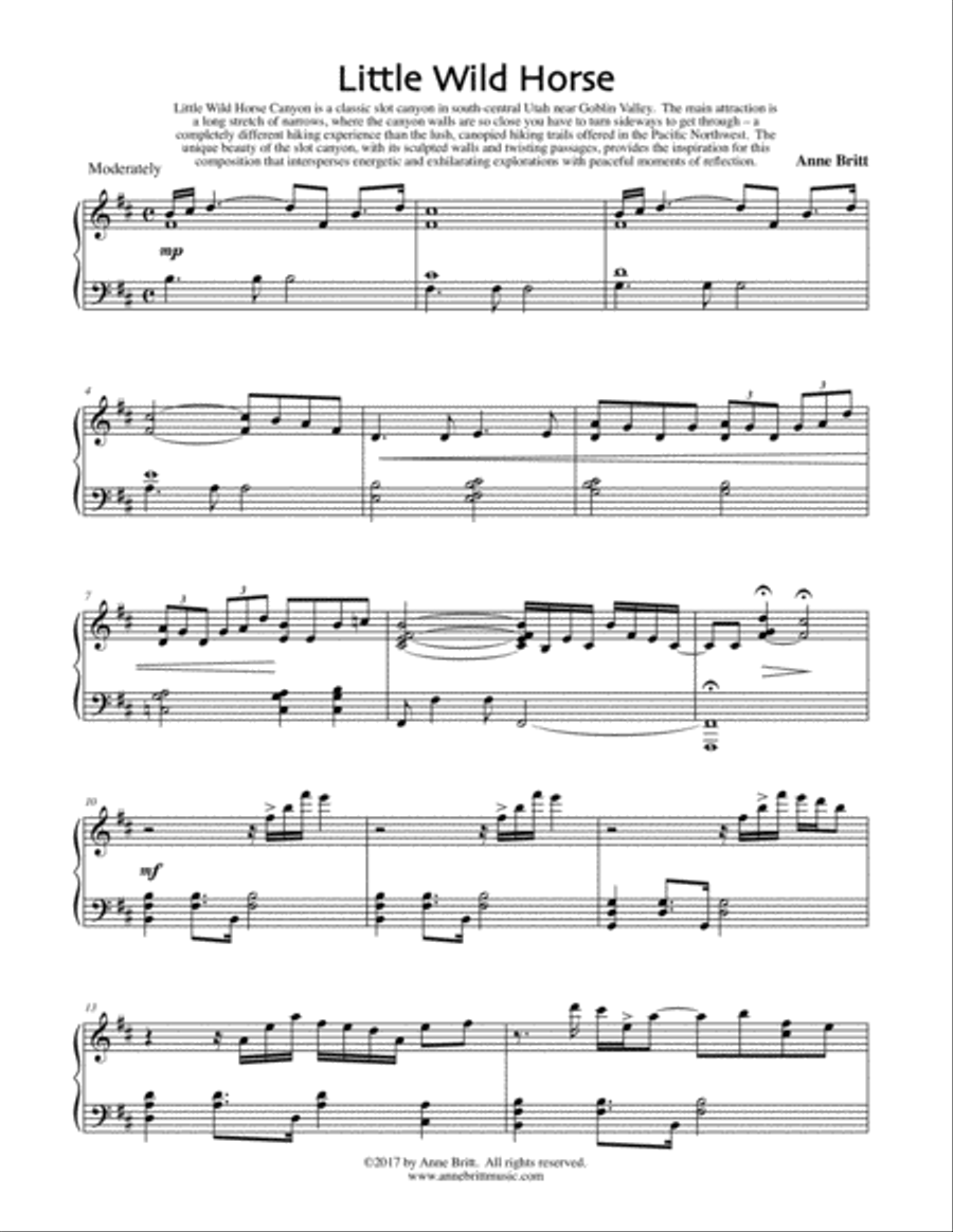Little Wild Horse Piano Solo scores gallery preview page 1