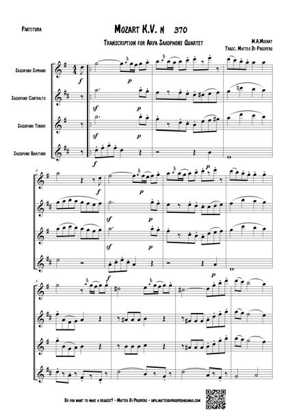 (Mozart) KV 370 for Sax Quartet