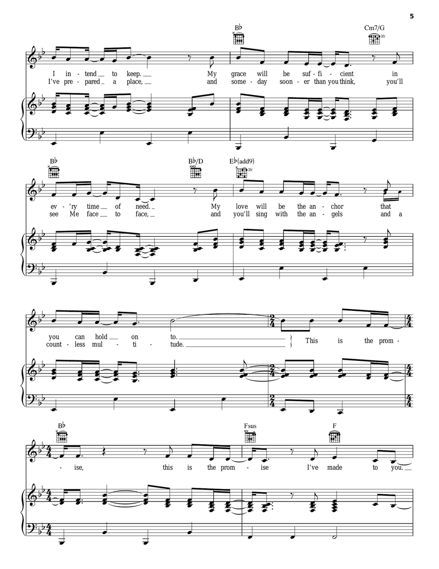 The Promise Piano, Vocal, Guitar scores gallery preview page 5
