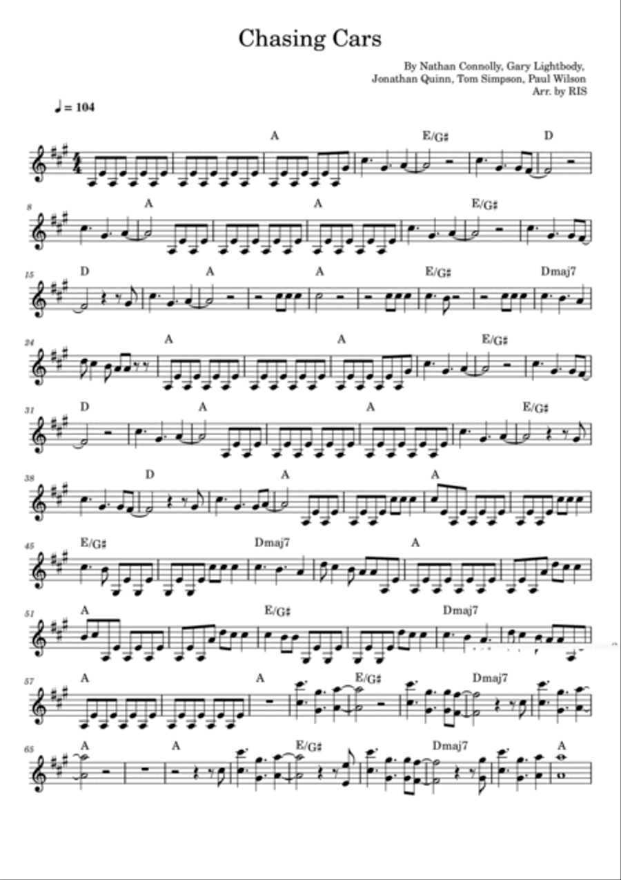 Chasing Cars Piano, Vocal, Guitar scores gallery preview page 2