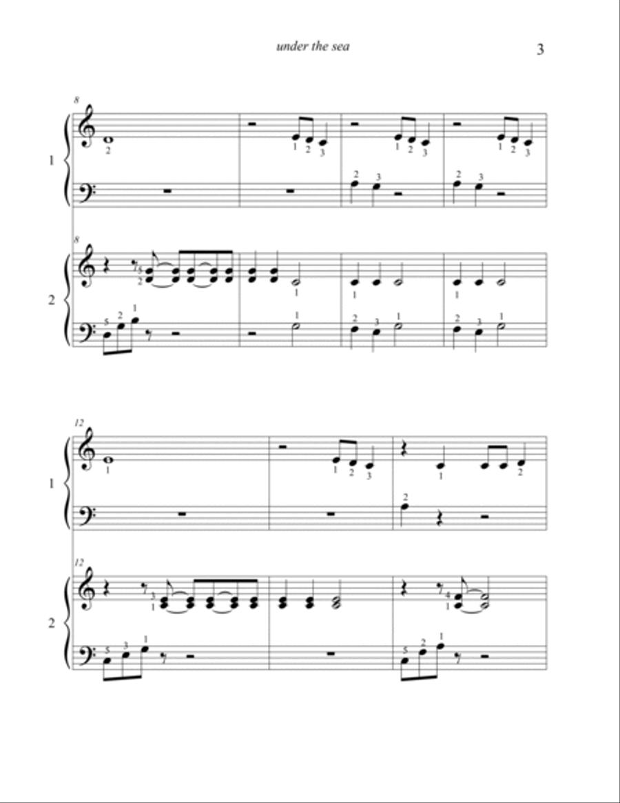 Under The Sea Easy Piano scores gallery preview page 3