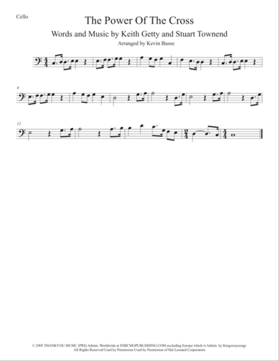 The Power Of The Cross (Oh To See The Dawn) Cello Solo scores gallery preview page 1