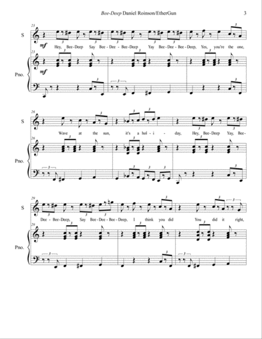 Beedeep's song sheet music Piano Method scores gallery preview page 3