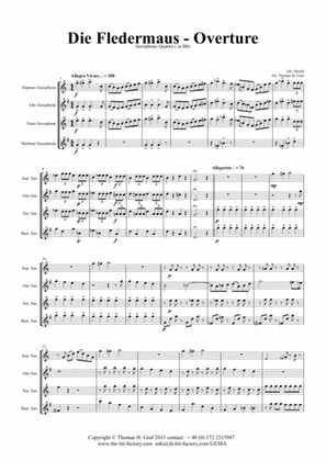 Die Fledermaus (Bb) - J. Strauss - Overture - Saxophone Quartet