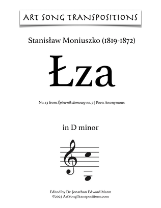 Book cover for MONIUSZKO: Łza (transposed to D minor)