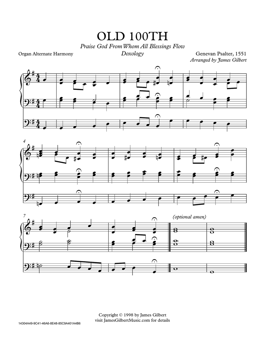 OLD 100TH (Doxology) Organ Solo scores gallery preview page 1