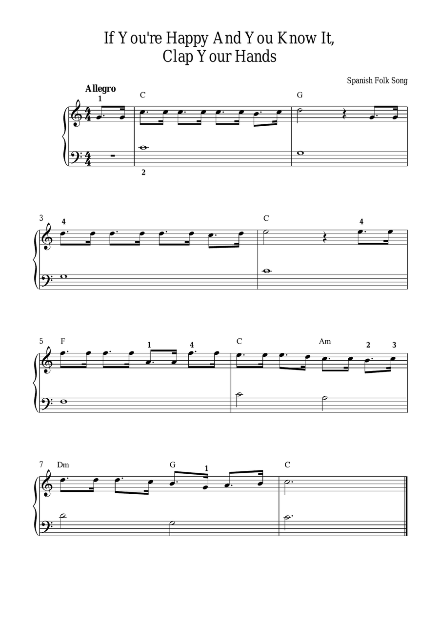 If You're Happy And You Know It, Clap Your Hands Piano Method scores gallery preview page 1