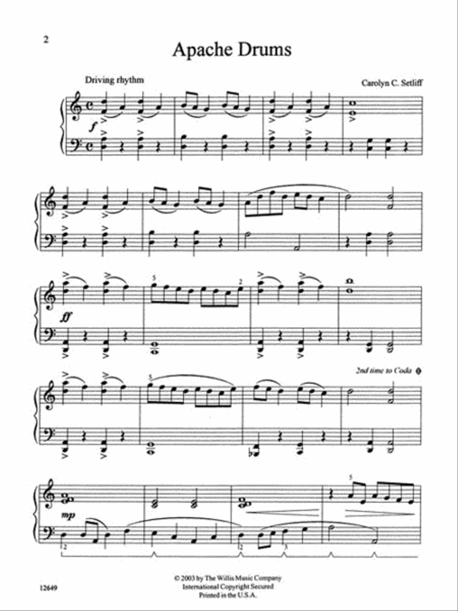 Apache Drums Apache Drums Easy Piano scores gallery preview page 2