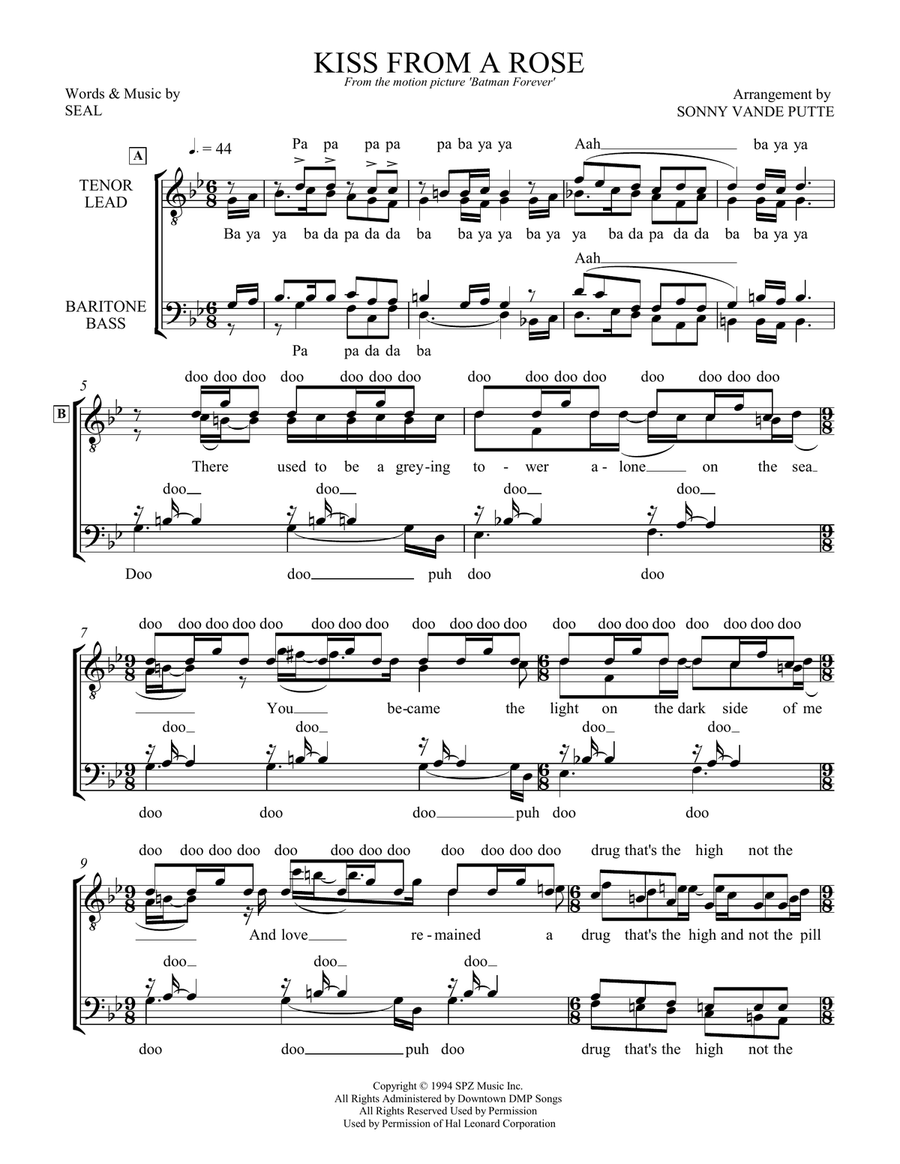 Kiss From A Rose TTBB scores gallery preview page 1