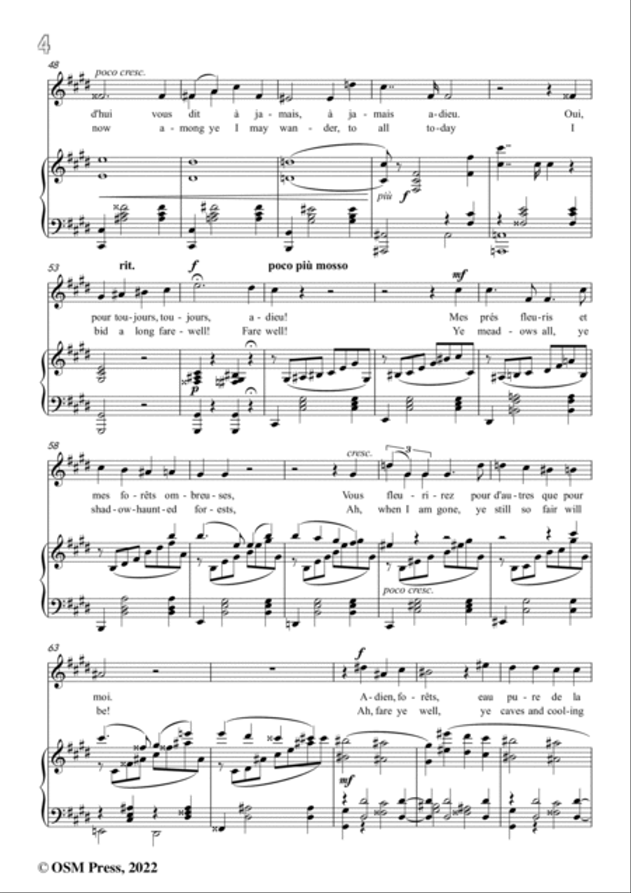 Tchaikovsky-Adieu,forêts,from Jeanne D'arc,in B Major,for Voice and Pinao Voice scores gallery preview page 6