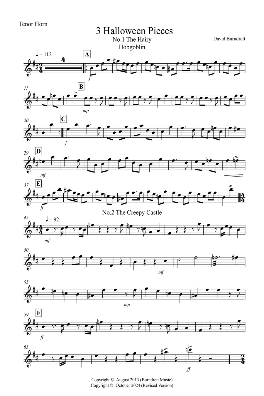 3 Halloween Pieces for Tenor Horn and Piano Horn scores gallery preview page 4