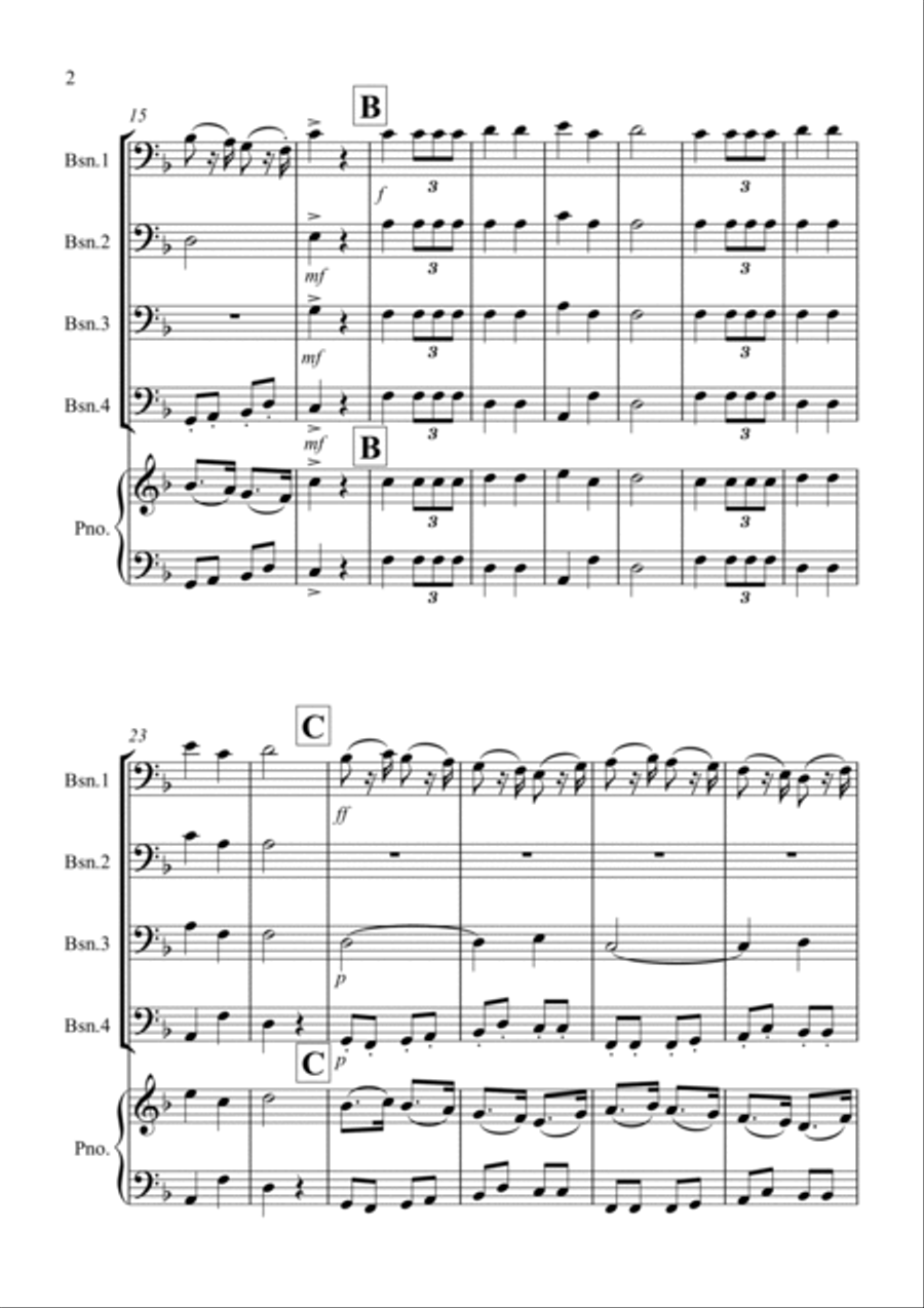 March (fantasia from the Nutcracker) for Bassoon Quartet Bassoon Quartet scores gallery preview page 2