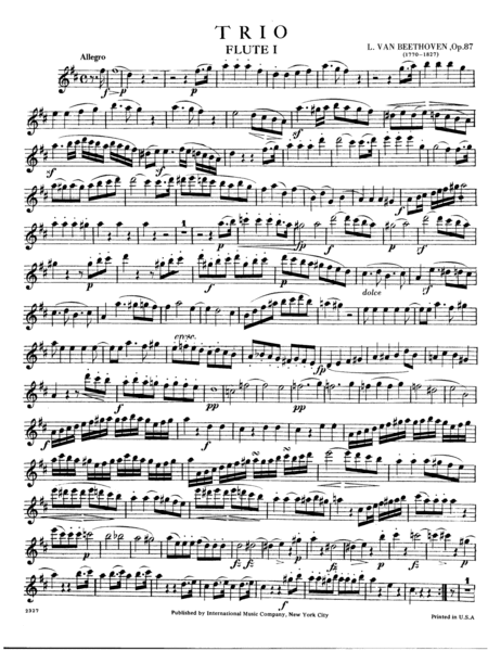 Trio, Opus 87 For 2 Flutes & Viola