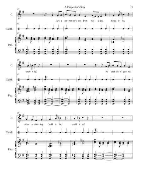 Carpenter's Son (children's/unison choir, piano, opt. tambourine) image number null