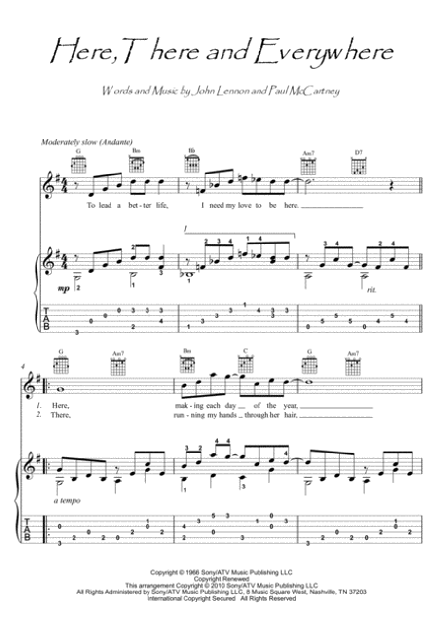 Here, There And Everywhere Electric Guitar scores gallery preview page 1