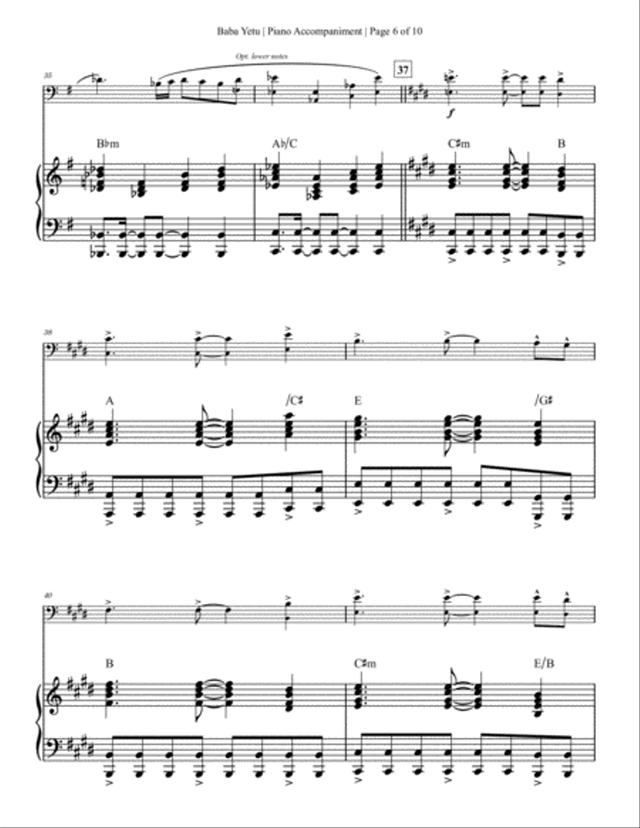 Baba Yetu Large Ensemble scores gallery preview page 6