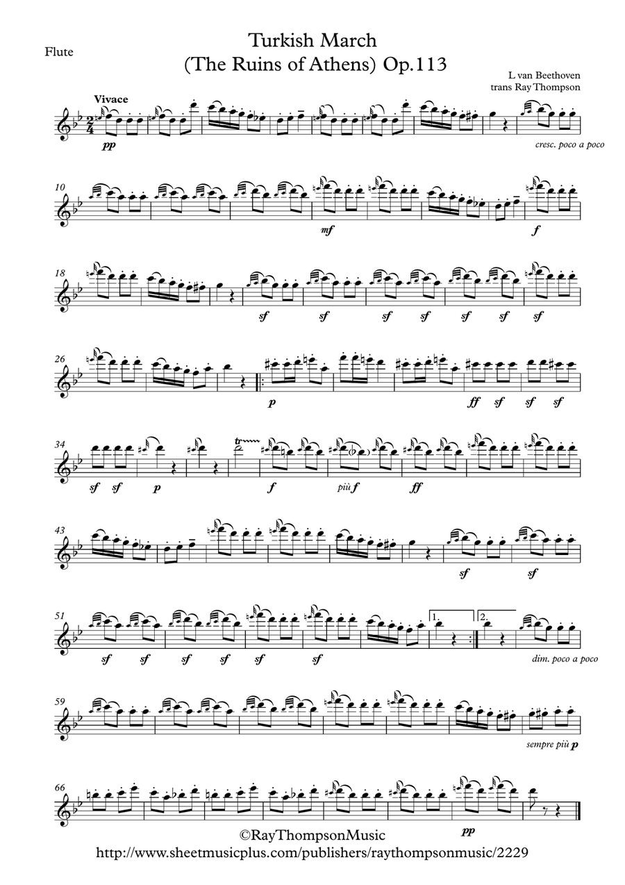 Beethoven: Turkish March (Ruins of Athens Op.113) - wind quintet Woodwind Quintet scores gallery preview page 4