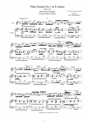 Handel - Flute Sonata No.1 in E minor Op.1 HWV379 for Flute and Cembalo or Piano