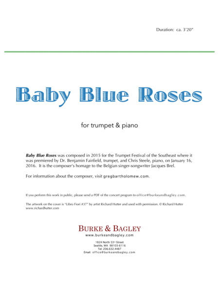 Baby Blue Roses for trumpet & piano image number null