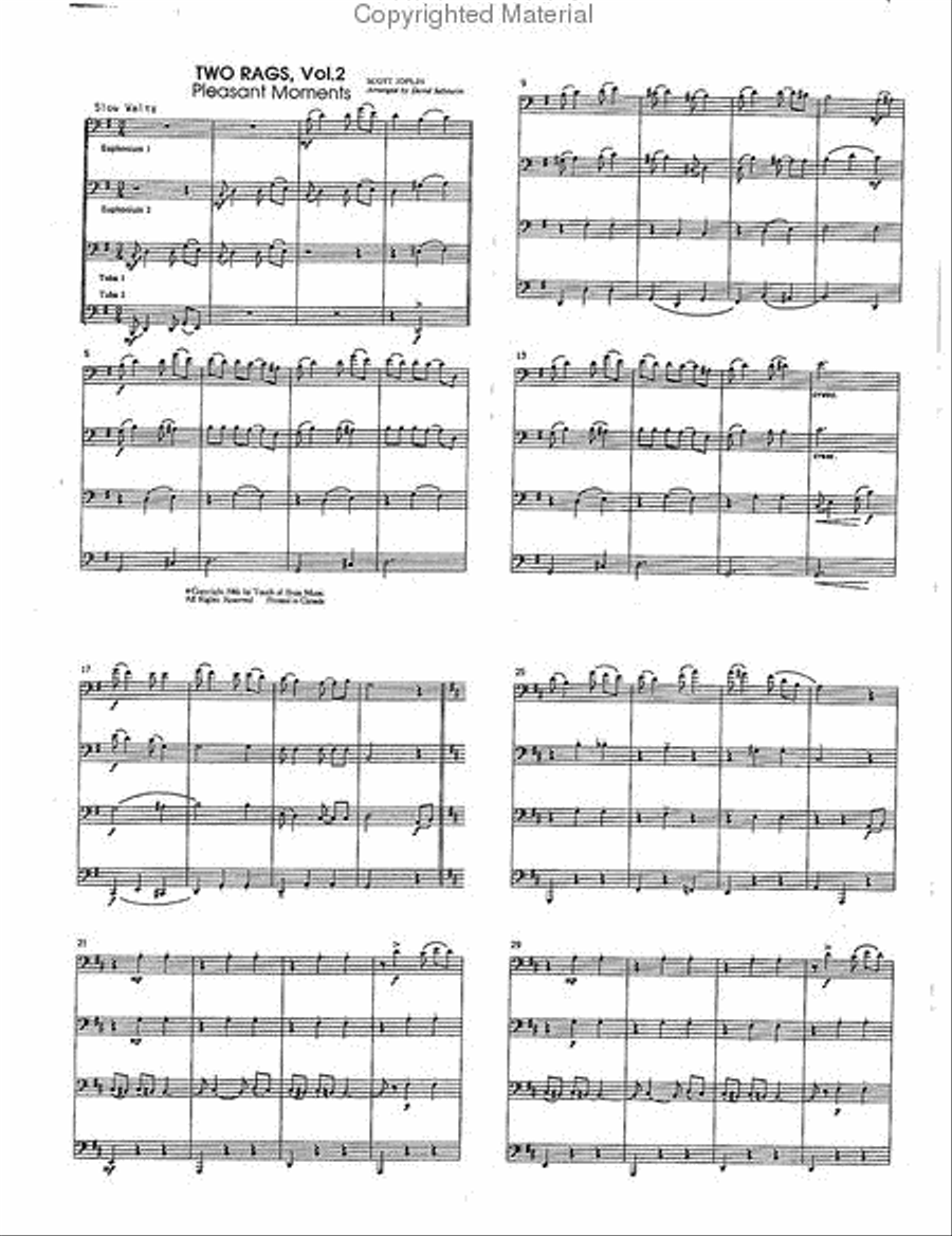 Two Rags Volume 2, Pleasant Moments & Heliotrope Rags for Tuba Quartet Tuba Quartet scores gallery preview page 2