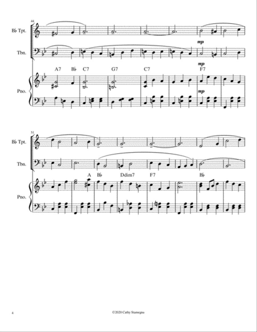 Let Me Call You Sweetheart (Bb Trumpet/Trombone Duet, Chords, Piano Accompaniment) Brass Duet scores gallery preview page 6