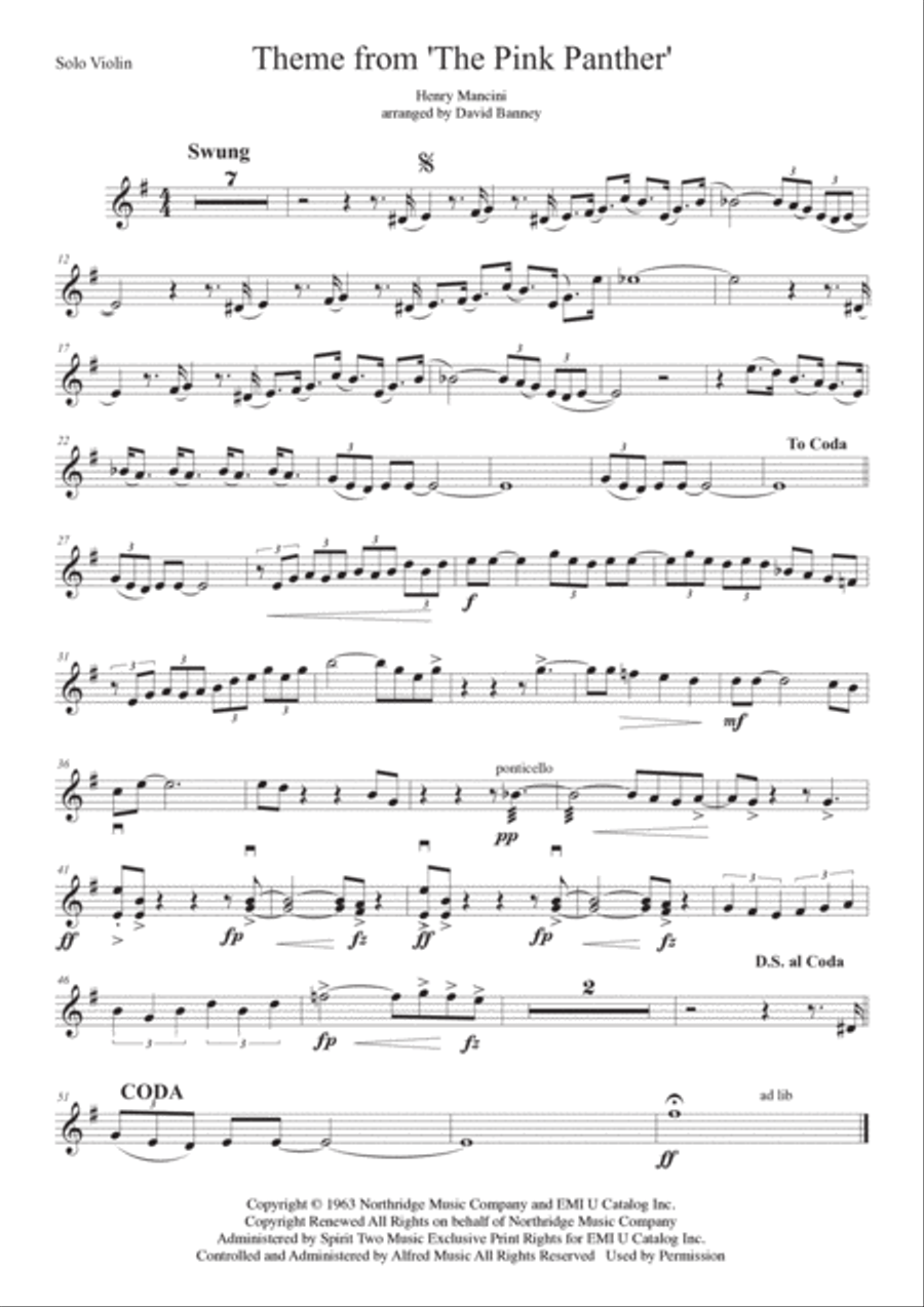 The Pink Panther String Orchestra scores gallery preview page 6