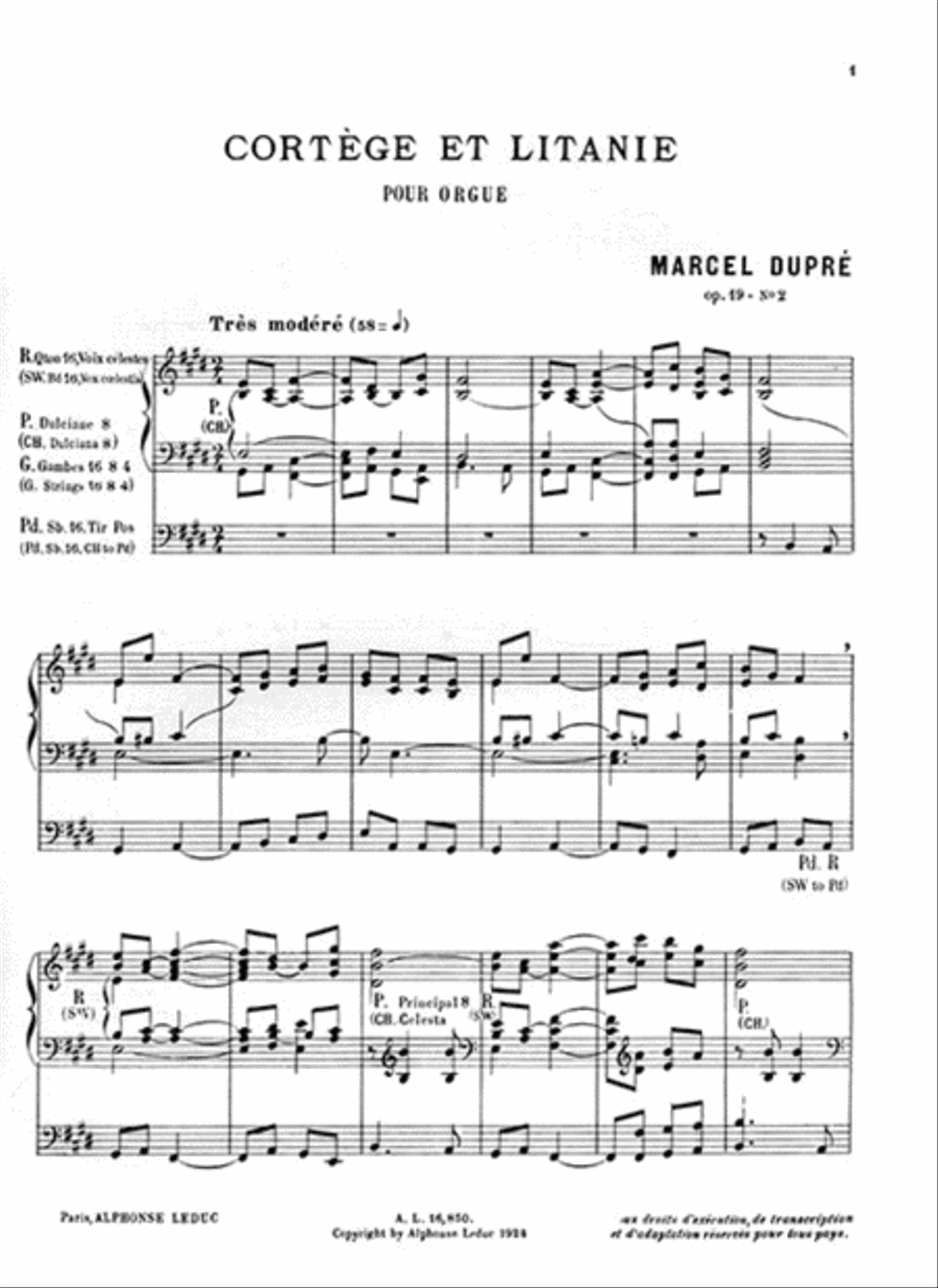 Cortege et Litanie pour Grand Orgue Organ scores gallery preview page 2