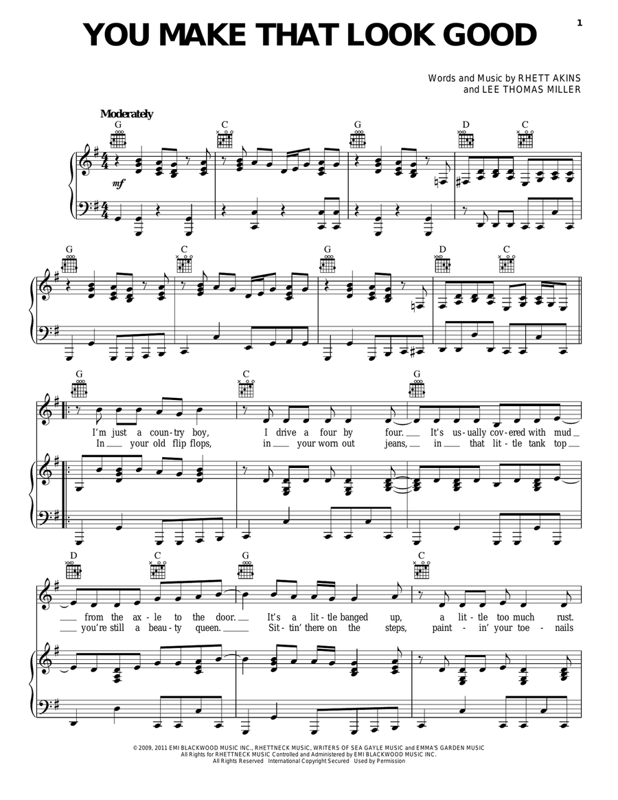 You Make That Look Good Piano, Vocal, Guitar scores gallery preview page 1