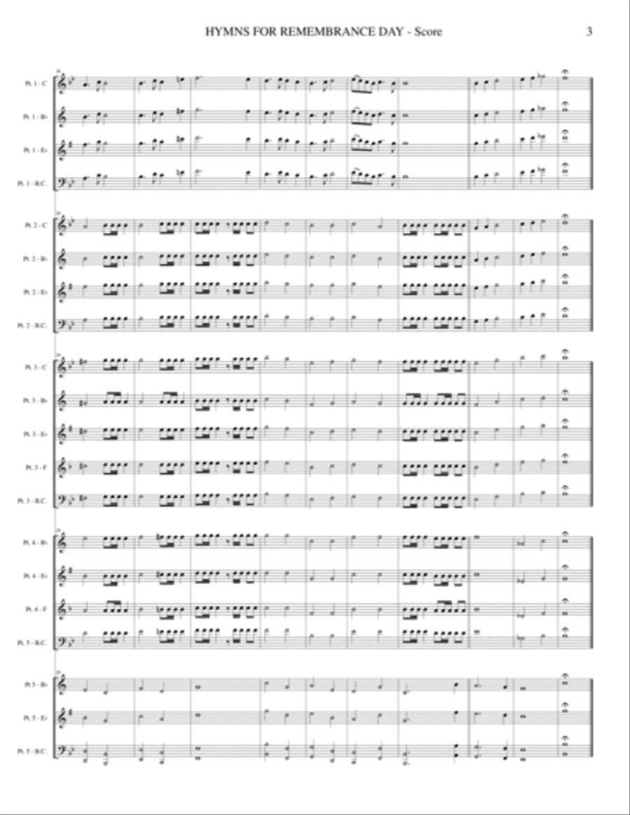 Hymns for Remembrance Day - Flex-Band Concert Band scores gallery preview page 4