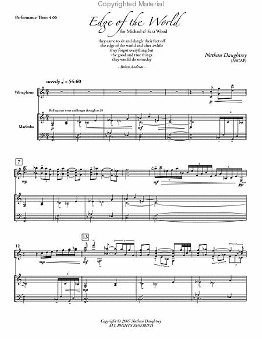 Edge of the World (score & parts) Percussion Ensemble scores gallery preview page 2
