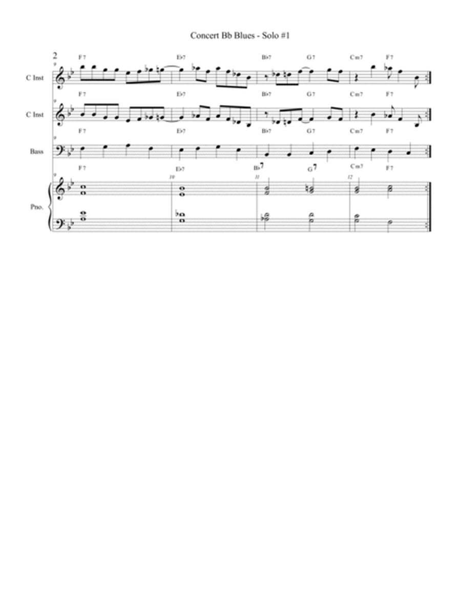 Concert Bb Blues Solo #1 - 12 Bar Blues w/ Rhythm Section - C Instruments image number null