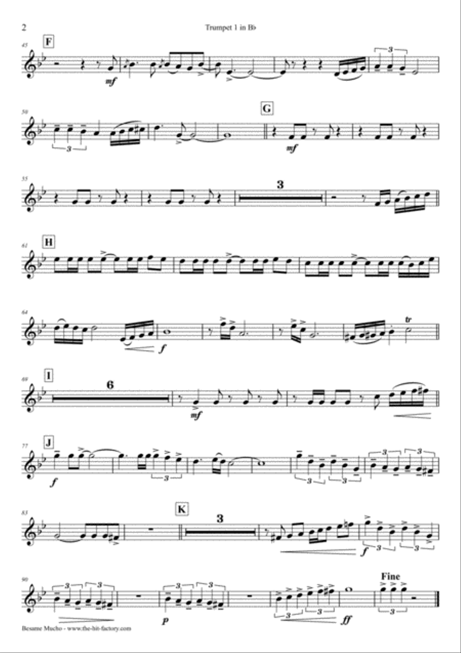 Besame Mucho (Kiss Me Much) Euphonium scores gallery preview page 6
