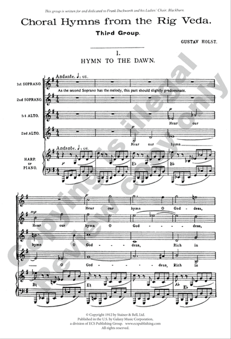 Choral Hymns from the Rig-Veda, Group 3 SSAA scores gallery preview page 3