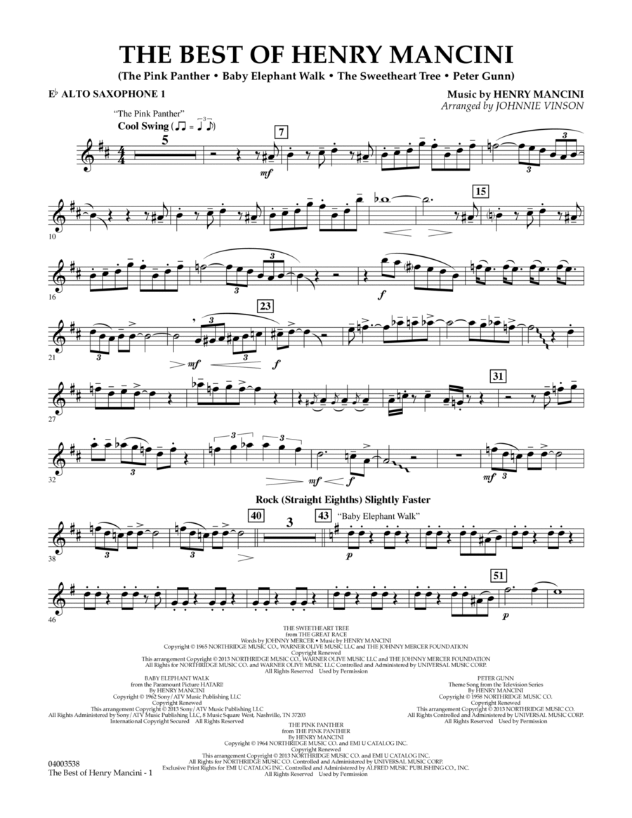 The Best of Henry Mancini - Eb Alto Saxophone 1